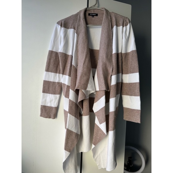 525 America Cardigan Sweater Waterfall Draped Open Front Long Sleeve Stripes S - Picture 3 of 11